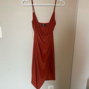 Rust Side Slit Sexy Dress